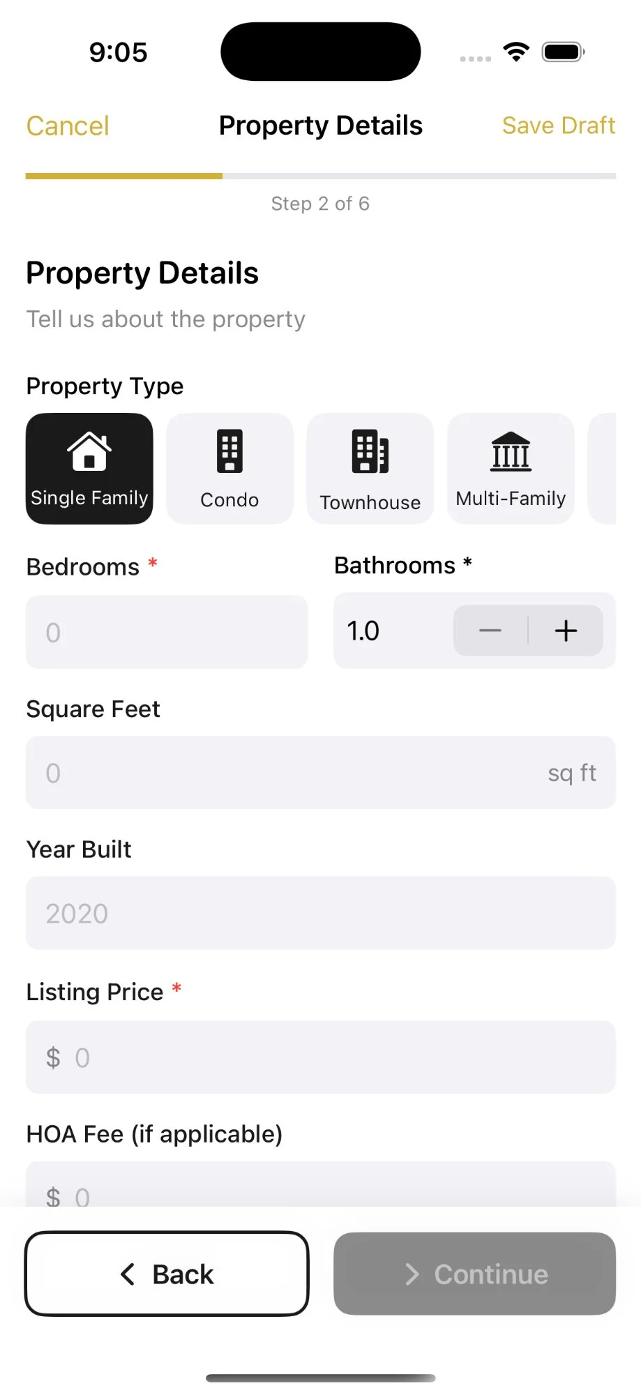 Step 2: Add Property Details